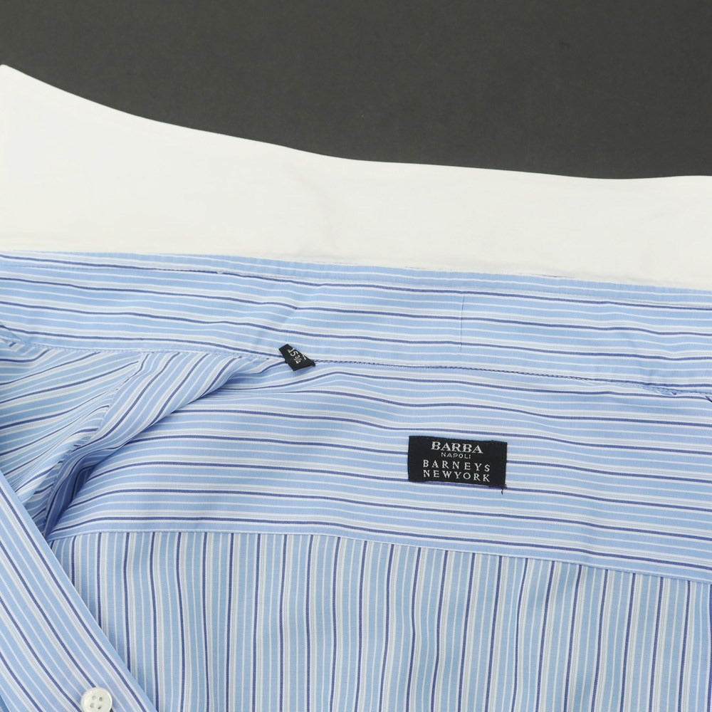 [Used] BARBA Cotton Semi-Wide Collar Striped Dress Shirt Light Blue x White [40] [Condition Rank D] [Men&