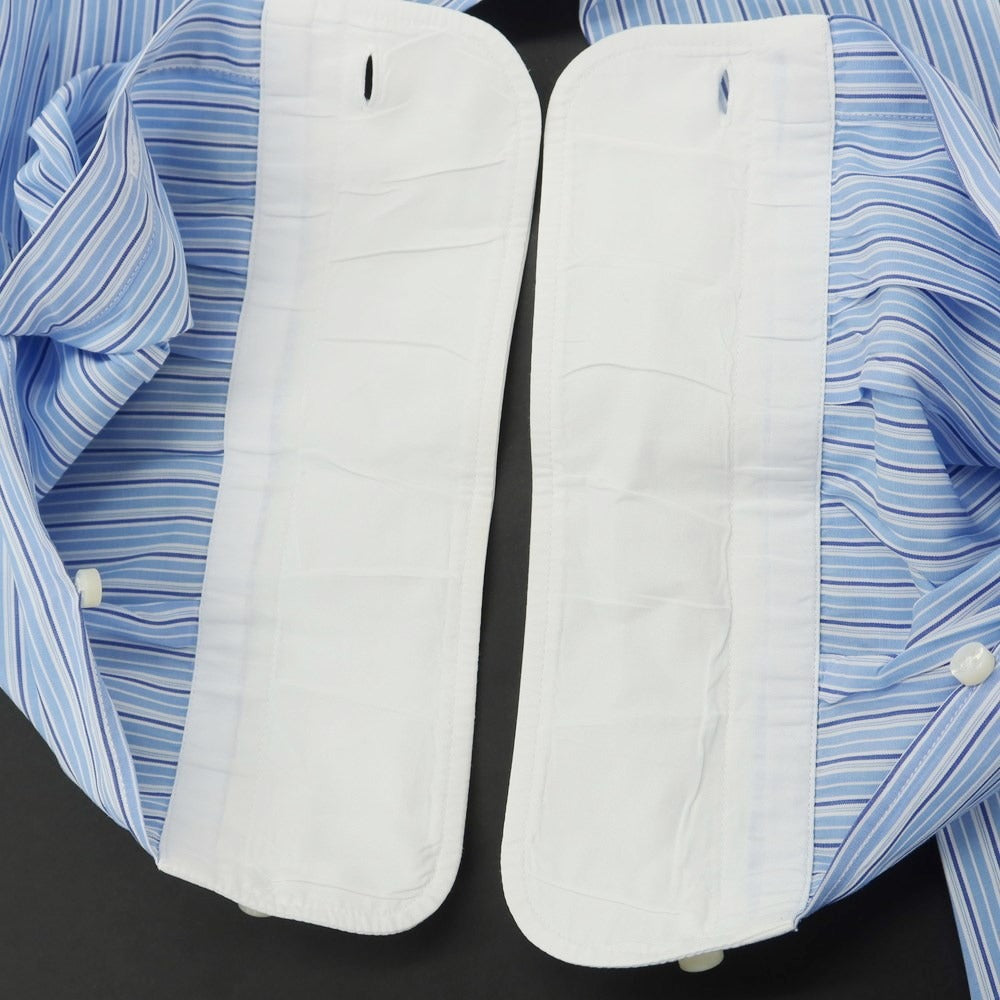 [Used] BARBA Cotton Semi-Wide Collar Striped Dress Shirt Light Blue x White [40] [Condition Rank D] [Men&