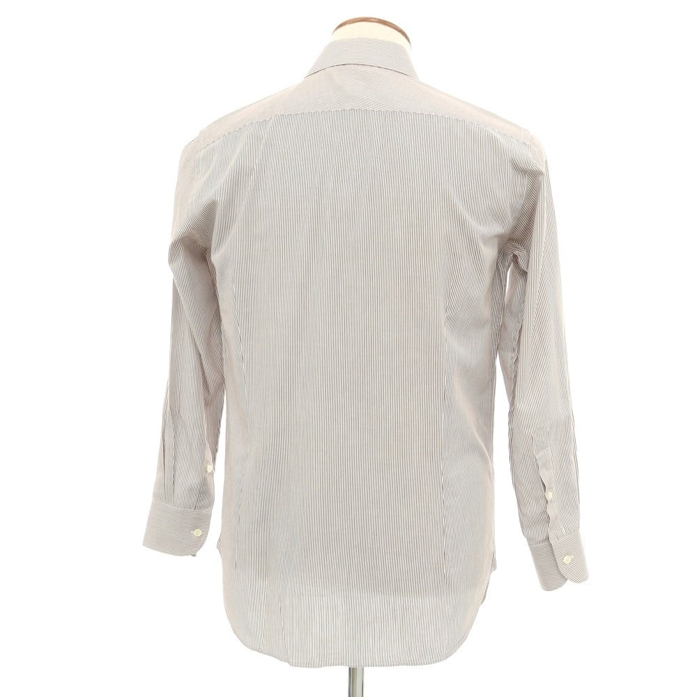 [Used] ORIAN BEAMS F custom cotton wide collar dress shirt brown x white [39] [Condition rank D] [Men&