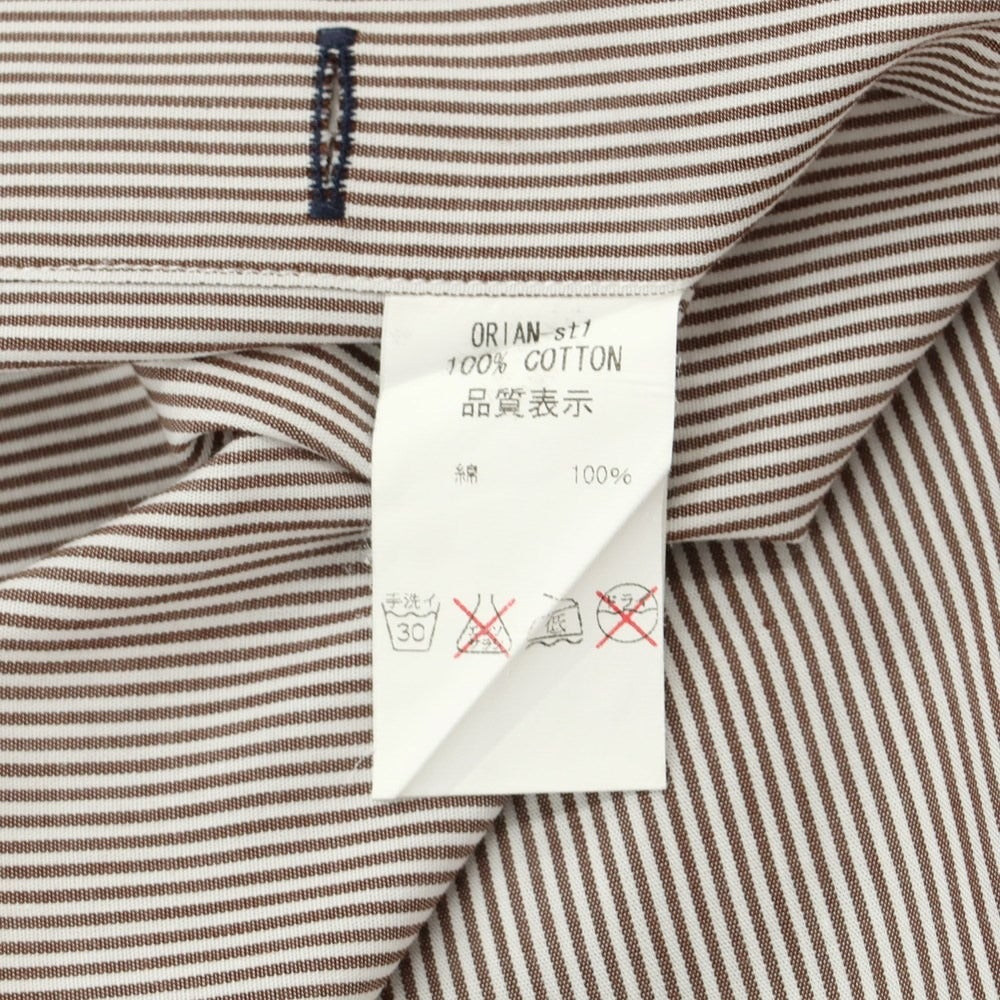 [Used] ORIAN BEAMS F custom cotton wide collar dress shirt brown x white [39] [Condition rank D] [Men&