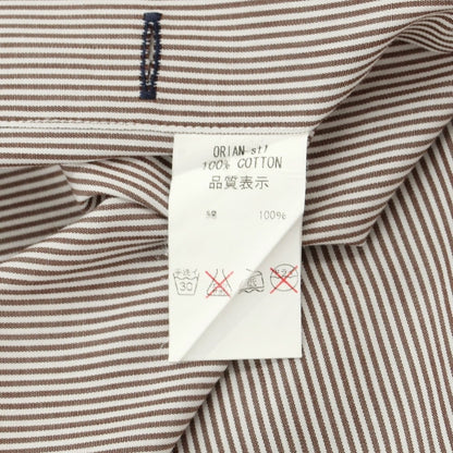 [Used] ORIAN BEAMS F custom cotton wide collar dress shirt brown x white [39] [Condition rank D] [Men&