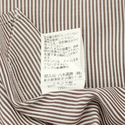 [Used] ORIAN BEAMS F custom cotton wide collar dress shirt brown x white [39] [Condition rank D] [Men&