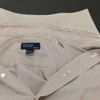 [Used] ORIAN BEAMS F custom cotton wide collar dress shirt brown x white [39] [Condition rank D] [Men&