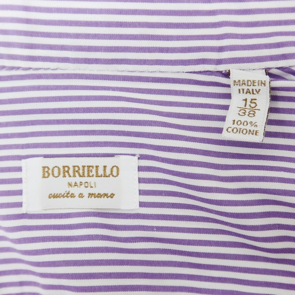 【中古】ボリエッロ BORRIELLO ストライプ ドレスシャツ パープルxホワイト【 38 】【 状態ランクB 】【 メンズ 】