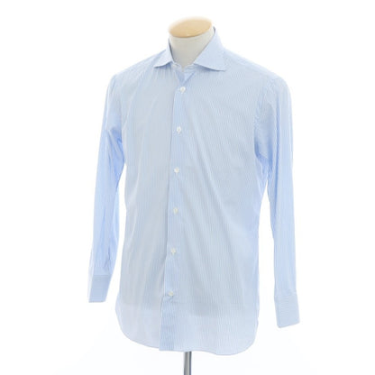 [Used] BORRIELLO Striped Stretch Dress Shirt Light Blue x White [38] [Condition Rank C] [Men&