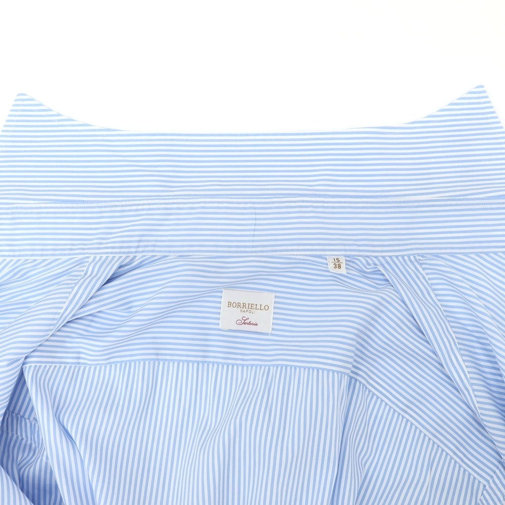 [Used] BORRIELLO Striped Stretch Dress Shirt Light Blue x White [38] [Condition Rank C] [Men&