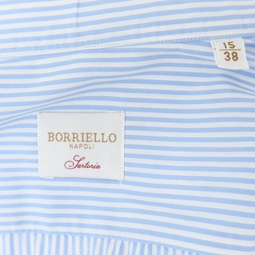 [Used] BORRIELLO Striped Stretch Dress Shirt Light Blue x White [38] [Condition Rank C] [Men&