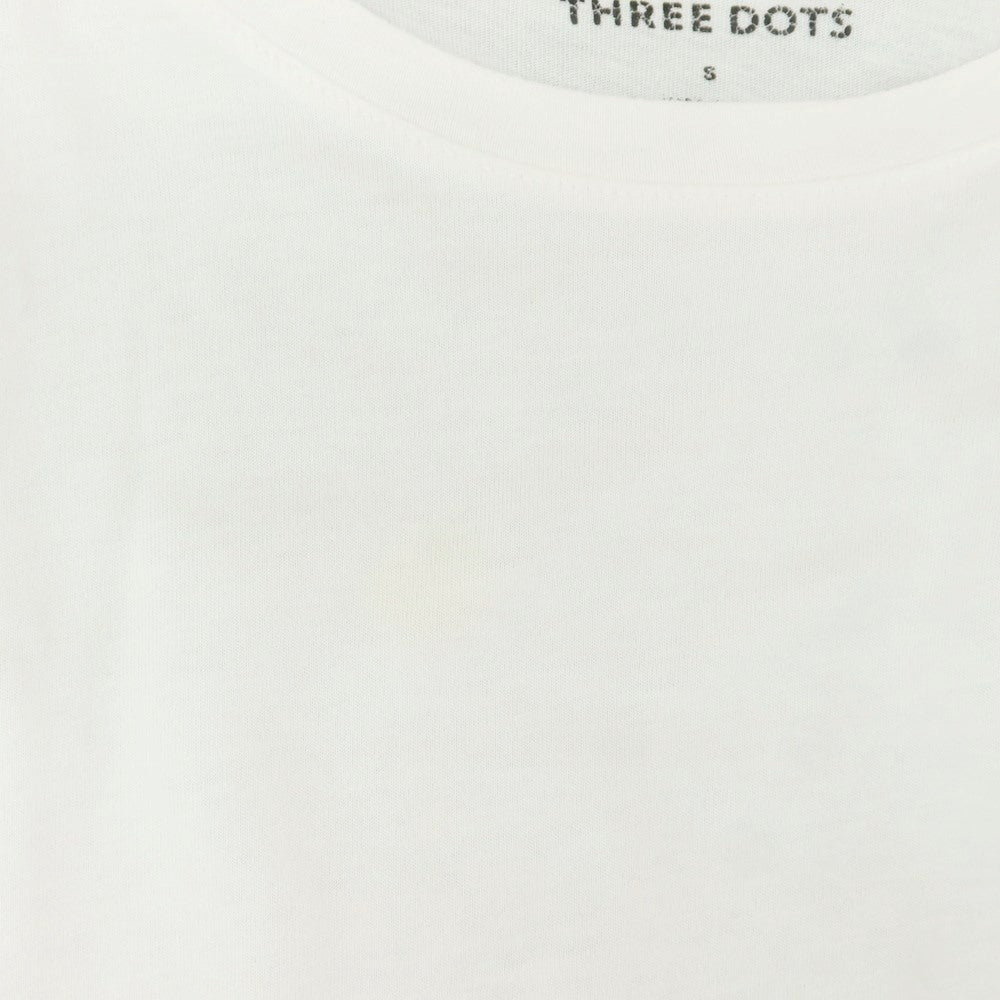 【中古】スリードッツ three dots コットン クルーネック 長袖Ｔシャツ ホワイト【 S 】【 状態ランクC 】【 メンズ 】