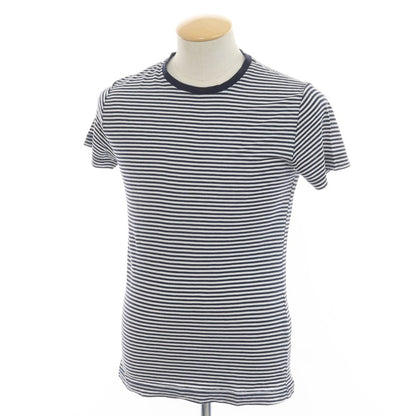 [Used] CROSSLEY Cotton Silk Striped Short Sleeve T-Shirt Navy x White [S] [Condition Rank B] ​​[Men&