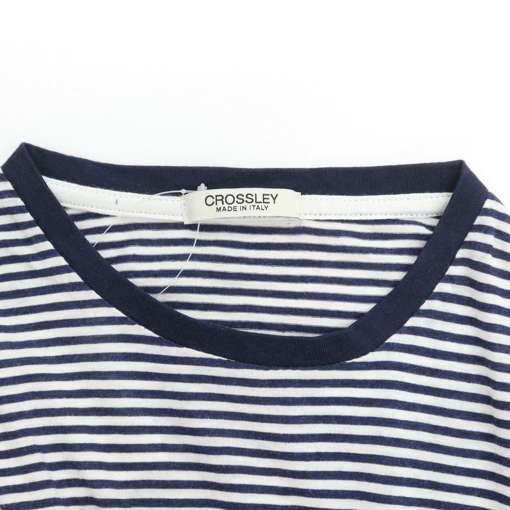 [Used] CROSSLEY Cotton Silk Striped Short Sleeve T-Shirt Navy x White [S] [Condition Rank B] ​​[Men&