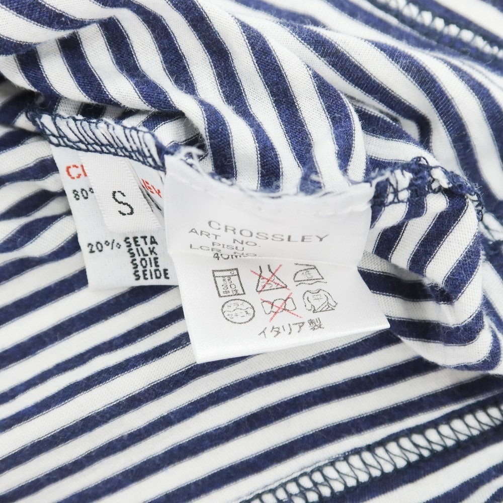 [Used] CROSSLEY Cotton Silk Striped Short Sleeve T-Shirt Navy x White [S] [Condition Rank B] ​​[Men&