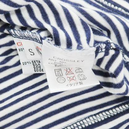 [Used] CROSSLEY Cotton Silk Striped Short Sleeve T-Shirt Navy x White [S] [Condition Rank B] ​​[Men&