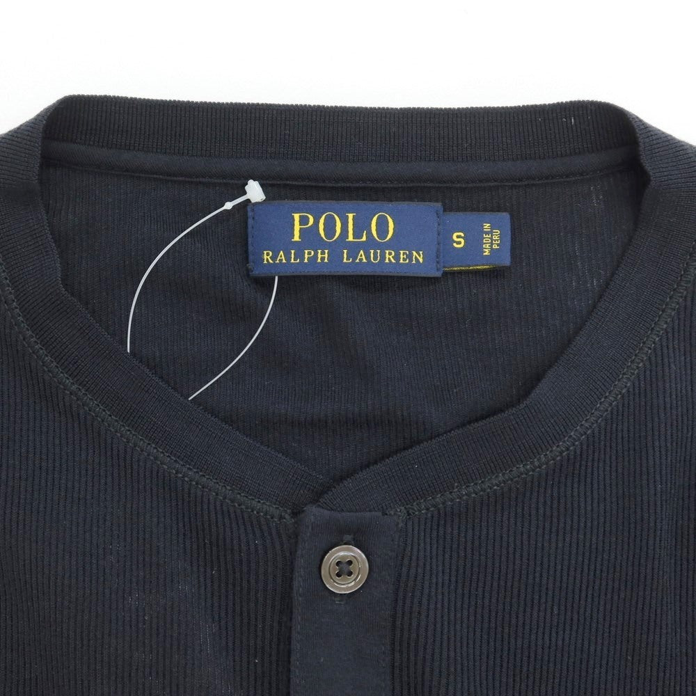 【中古】ポロ ラルフローレン Polo Ralph Lauren ピマコットン ヘンリ―ネック 長袖Ｔシャツ ブラック【 S 】【 状態ランクB 】【 メンズ 】