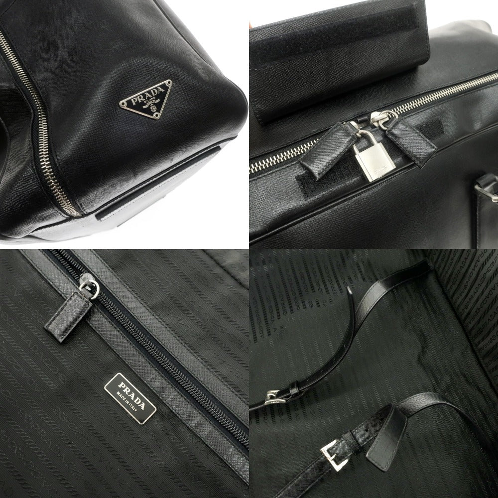 【中古】プラダ PRADA サフィアーノレザー ボストンバッグ ブラック【 状態ランクC 】【 メンズ 】