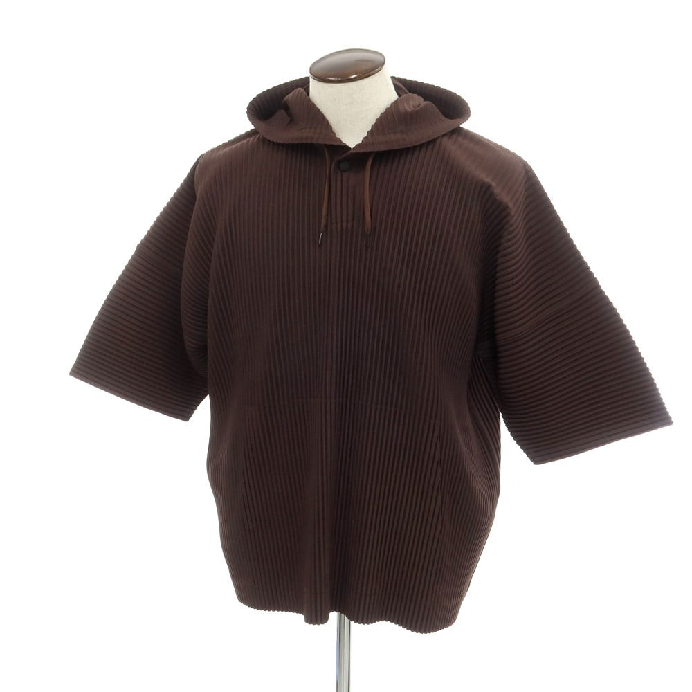 [Used] HOMME PLISSE ISSEY MIYAKE Spring/Summer 2024 Pleated Short Sleeve Hoodie Dark Brown [No size indicated (L)] [BRW] [S/S] [Condition Rank A] [Men&