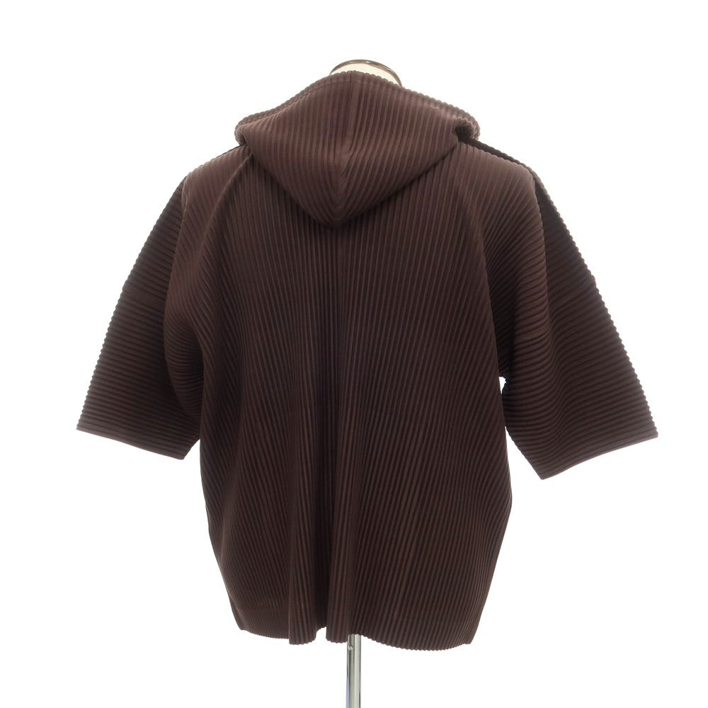 [Used] HOMME PLISSE ISSEY MIYAKE Spring/Summer 2024 Pleated Short Sleeve Hoodie Dark Brown [No size indicated (L)] [BRW] [S/S] [Condition Rank A] [Men&