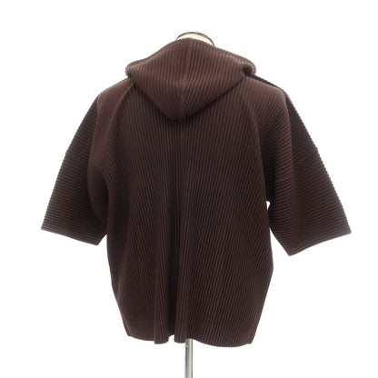 【中古】オム プリッセ イッセイミヤケ HOMME PLISSE ISSEY MIYAKE 2024年春夏 プリーツ 半袖 パーカー ダークブラウン【サイズ表記なし（Ｌ位）】【BRW】【S/S】【状態ランクA】【メンズ】【759183】