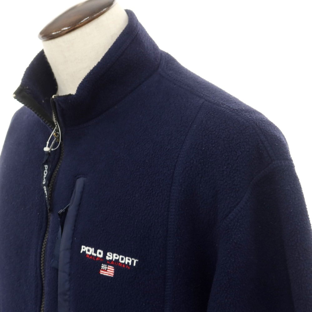 【中古】ポロスポーツ POLO SPORTS ポリエステル ジップアップ フリースジャケット ネイビー【 L 】【 状態ランクC 】【 メンズ 】