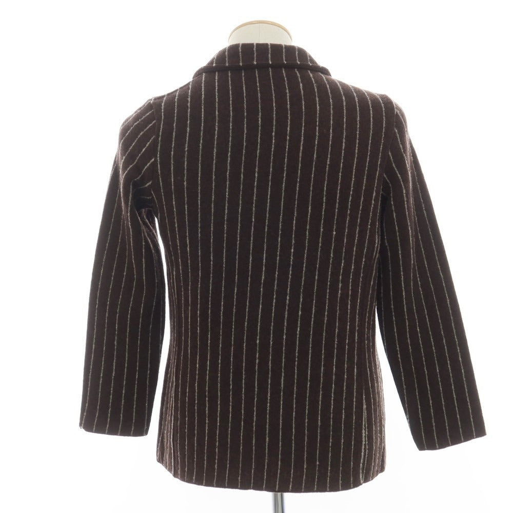 【中古】ラルディーニ LARDINI ウールナイロン ストライプ ニットジャケット ブラウンxグレー【 XS 】【 状態ランクB 】【 メンズ 】