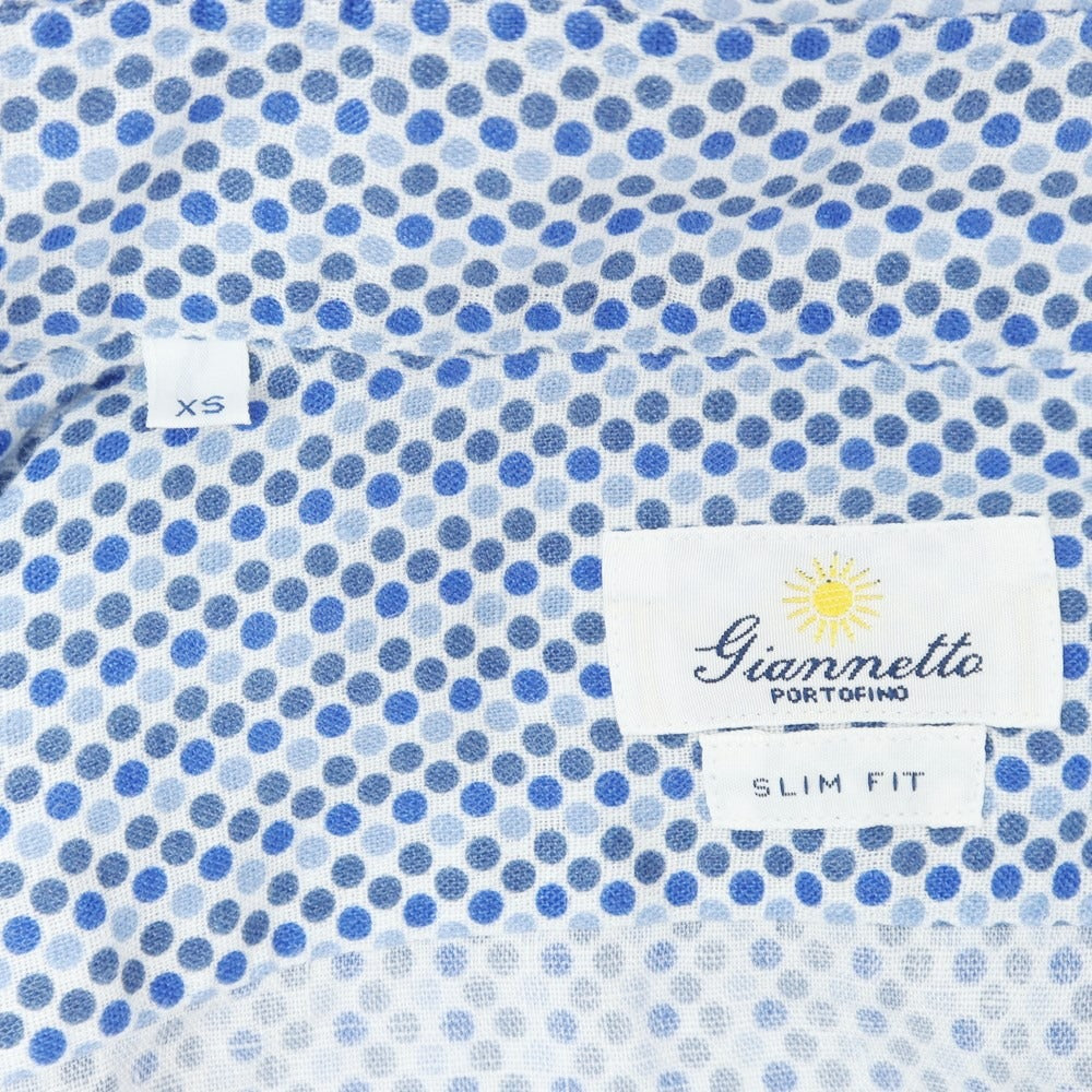 [Used] Giannetto Linen Print Casual Shirt Blue x White [XS] [Condition Rank A] [Men&