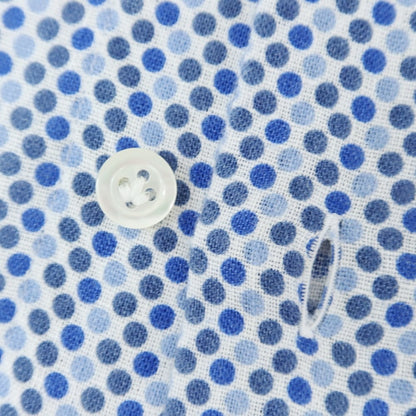 [Used] Giannetto Linen Print Casual Shirt Blue x White [XS] [Condition Rank A] [Men&