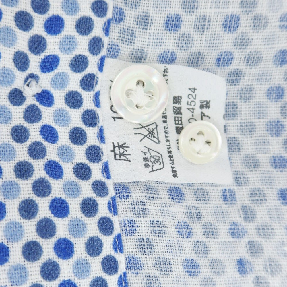 [Used] Giannetto Linen Print Casual Shirt Blue x White [XS] [Condition Rank A] [Men&