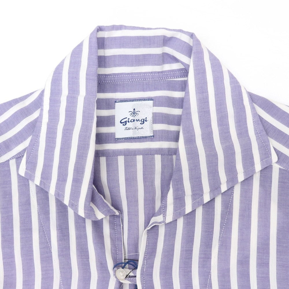 [Used] GIANGI Cotton Linen Striped Capri Shirt Purple [XS] [Condition Rank A] [Men&