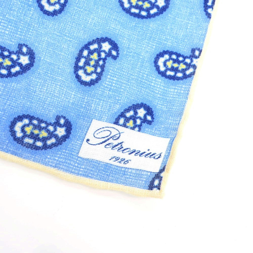 [Used] PETRONIUS Linen Paisley Pocket Square Blue x White [Condition Rank A] [Men&