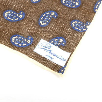 [Used] PETRONIUS Linen Paisley Pocket Square Brown x Blue [BRW] [S/S] [Condition Rank A] [Men&