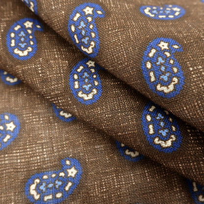 [Used] PETRONIUS Linen Paisley Pocket Square Brown x Blue [BRW] [S/S] [Condition Rank A] [Men&