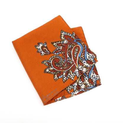 [Used] Fumagalli Cotton Silk Pocket Square Dark Orange x Brown [ORG] [S/S/A/W] [Condition Rank B] ​​[Men&