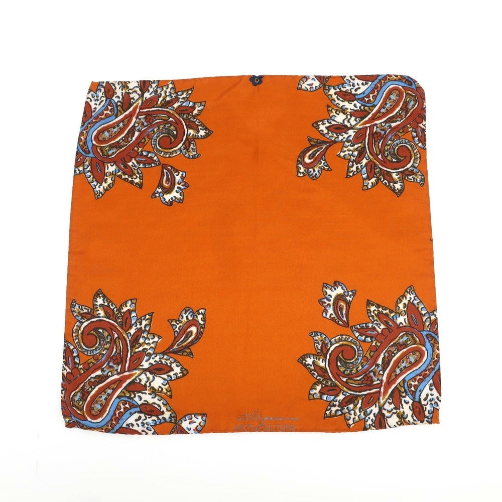 [Used] Fumagalli Cotton Silk Pocket Square Dark Orange x Brown [ORG] [S/S/A/W] [Condition Rank B] ​​[Men&