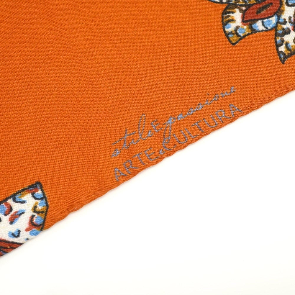 [Used] Fumagalli Cotton Silk Pocket Square Dark Orange x Brown [ORG] [S/S/A/W] [Condition Rank B] ​​[Men&