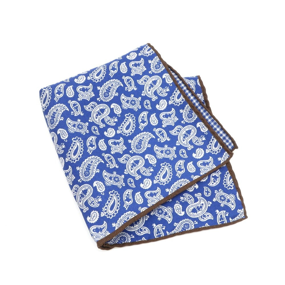 [Used] HOLLIDAY &amp;amp; BROWN Silk Check x Paisley Pocket Square Blue x White [BLU] [S/S/A/W] [Condition Rank A] [Men&