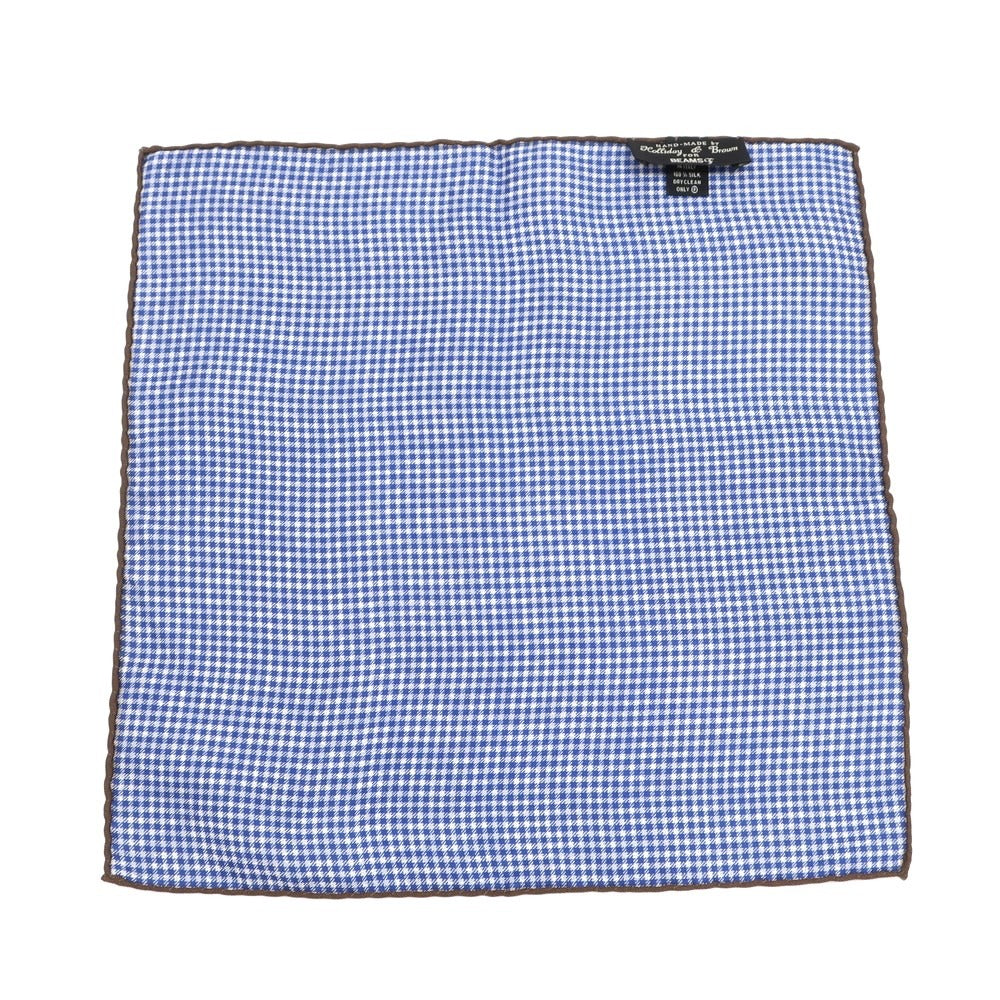 [Used] HOLLIDAY &amp;amp; BROWN Silk Check x Paisley Pocket Square Blue x White [BLU] [S/S/A/W] [Condition Rank A] [Men&