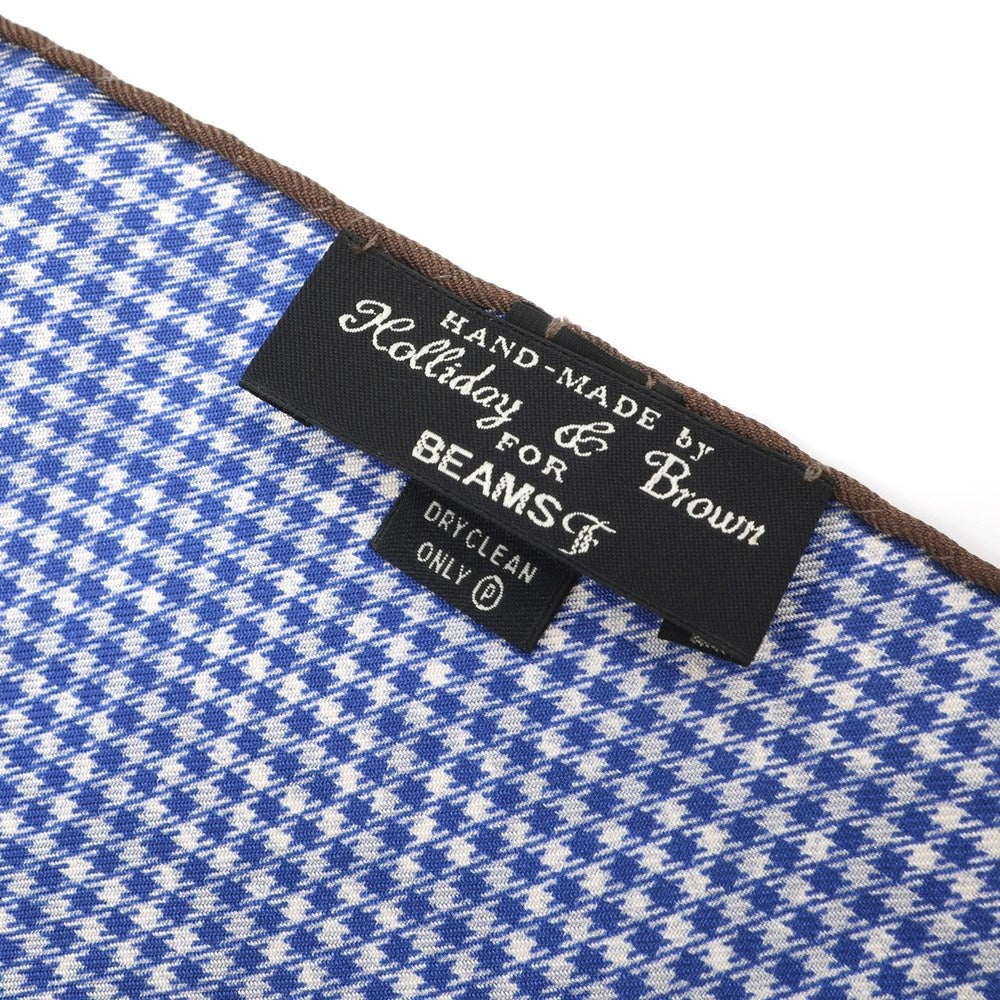 [Used] HOLLIDAY &amp;amp; BROWN Silk Check x Paisley Pocket Square Blue x White [BLU] [S/S/A/W] [Condition Rank A] [Men&