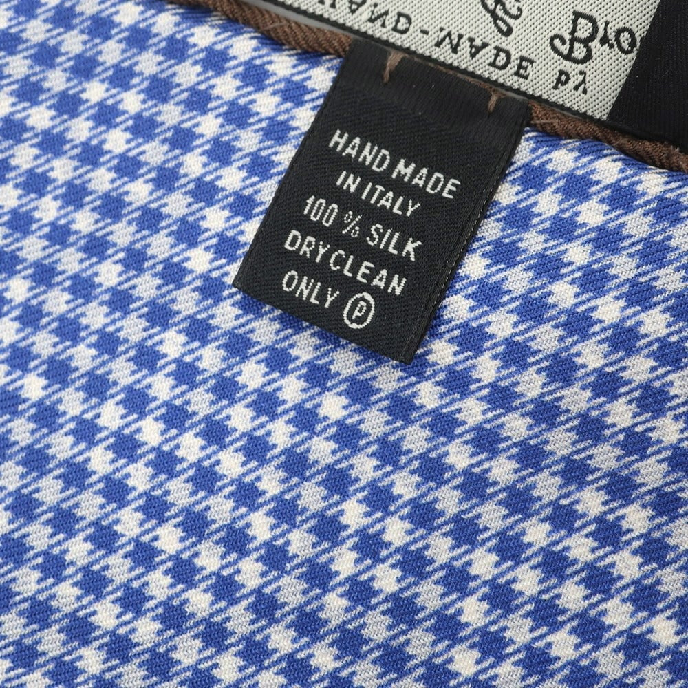 [Used] HOLLIDAY &amp;amp; BROWN Silk Check x Paisley Pocket Square Blue x White [BLU] [S/S/A/W] [Condition Rank A] [Men&