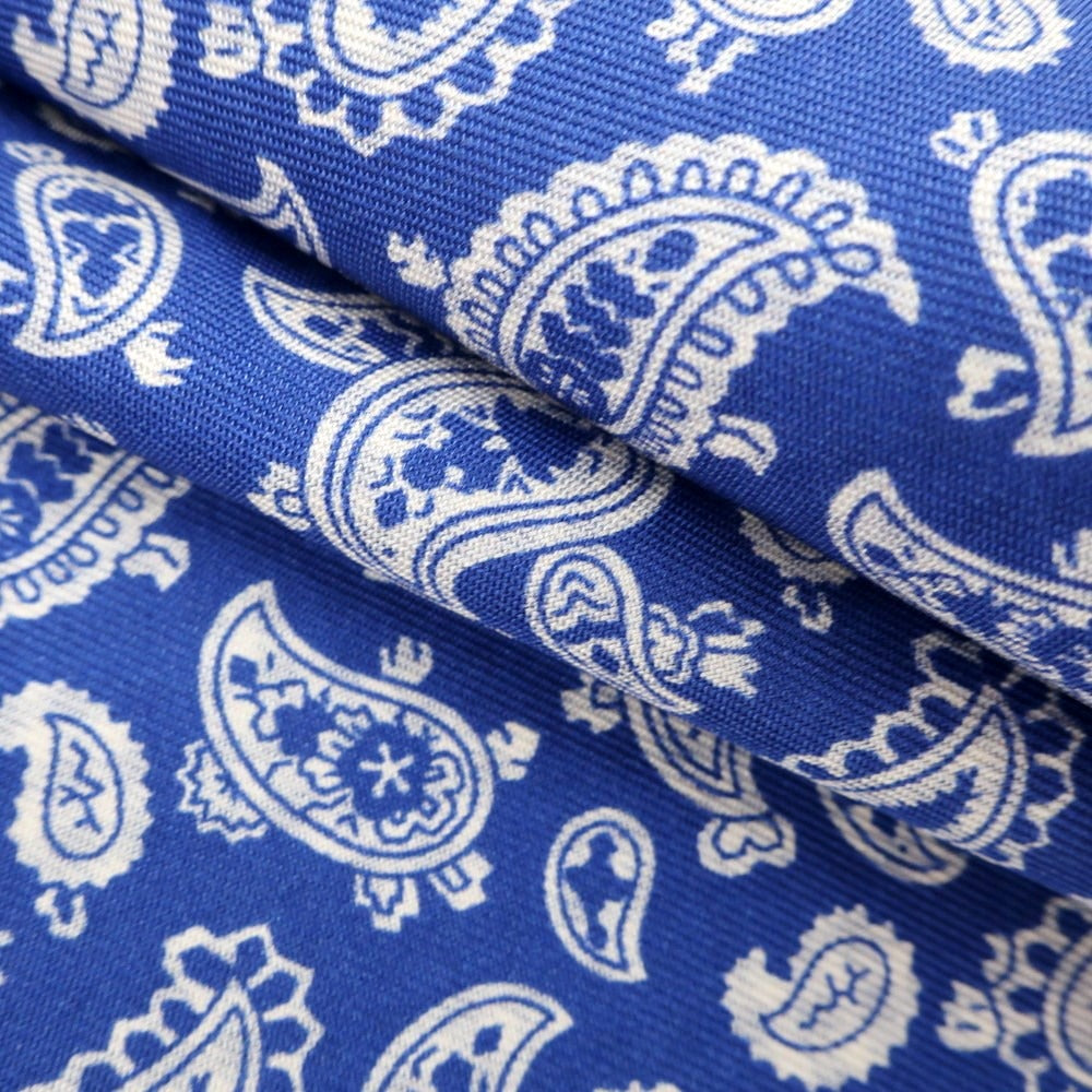 [Used] HOLLIDAY &amp;amp; BROWN Silk Check x Paisley Pocket Square Blue x White [BLU] [S/S/A/W] [Condition Rank A] [Men&