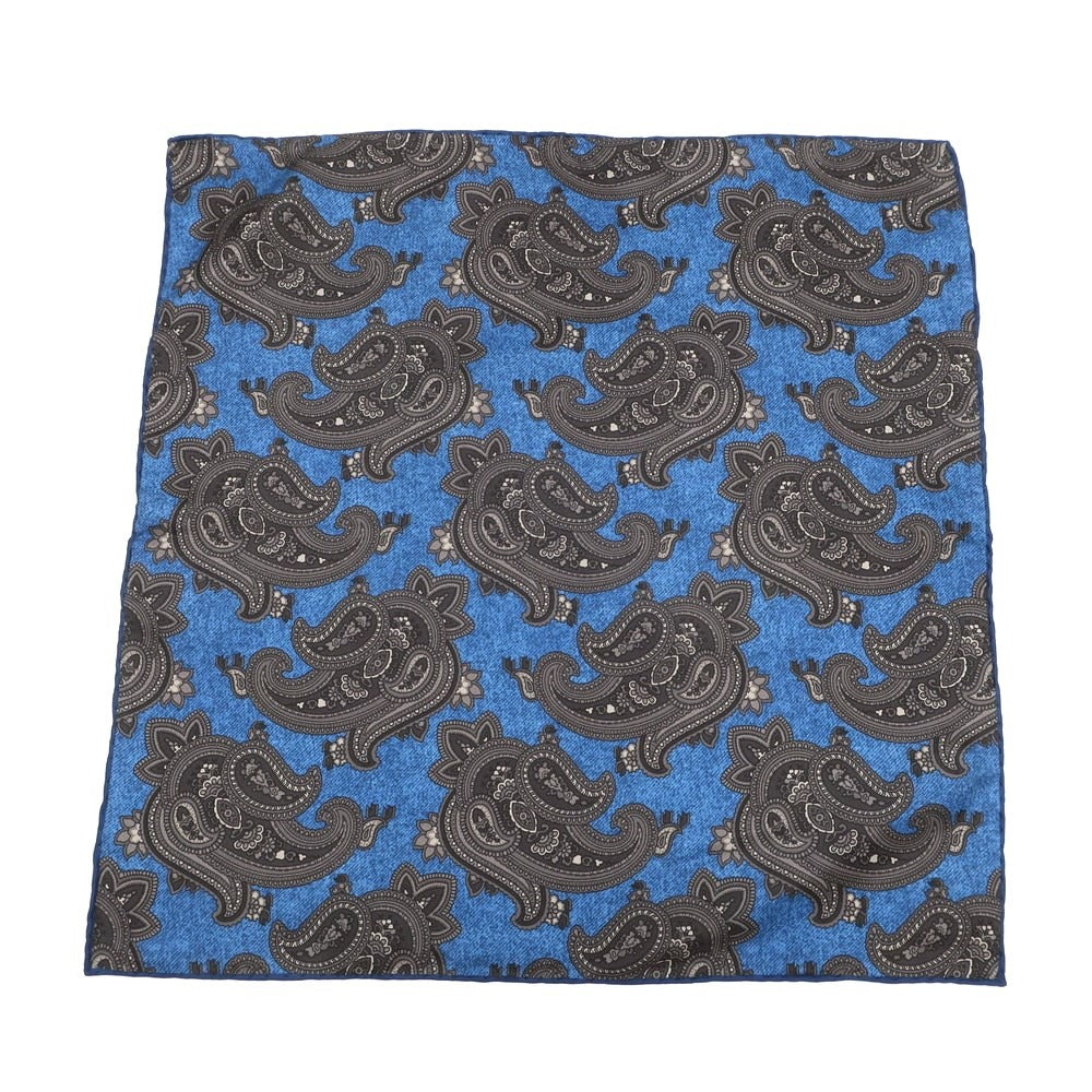 [Used] Franco Bassi Silk Paisley Pocket Square Blue x Gray [BLU] [S/S/A/W] [Condition Rank A] [Men&