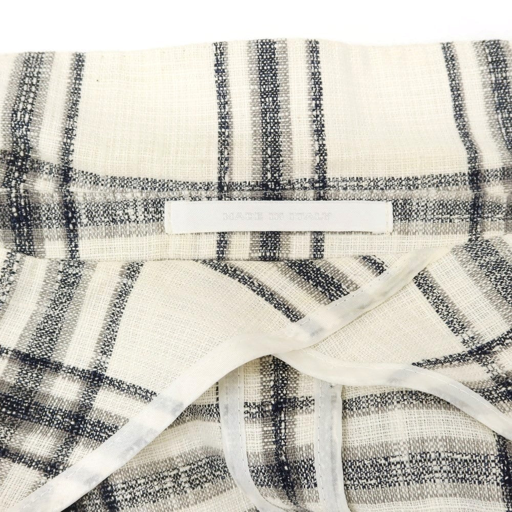 [Used] TAGLIATORE Linen Cotton Check 2B Casual Jacket White x Dark Navy [44] [Condition Rank C] [Men&