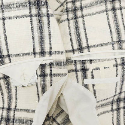 [Used] TAGLIATORE Linen Cotton Check 2B Casual Jacket White x Dark Navy [44] [Condition Rank C] [Men&