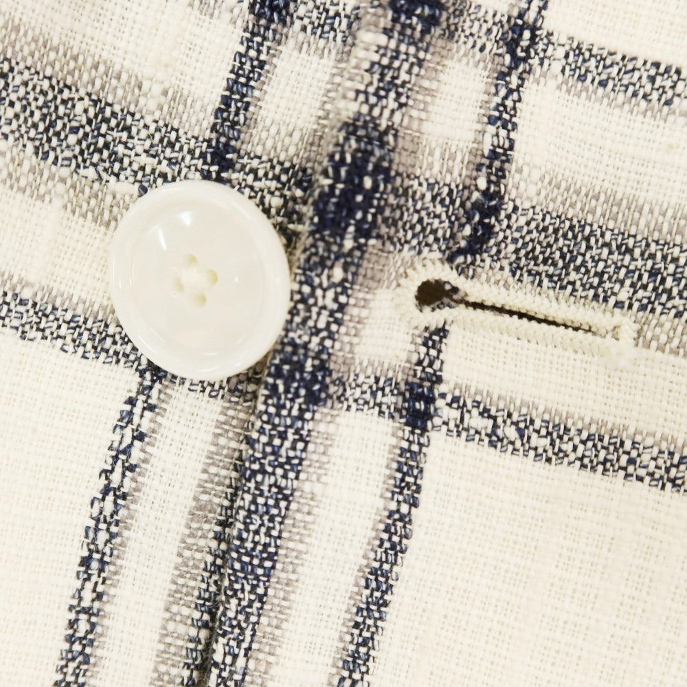 [Used] TAGLIATORE Linen Cotton Check 2B Casual Jacket White x Dark Navy [44] [Condition Rank C] [Men&