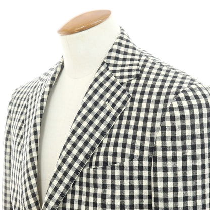 [Used] BEAMS F Linen Silk Check 3B Tailored Jacket Black x White [46] [Condition Rank B] ​​[Men&