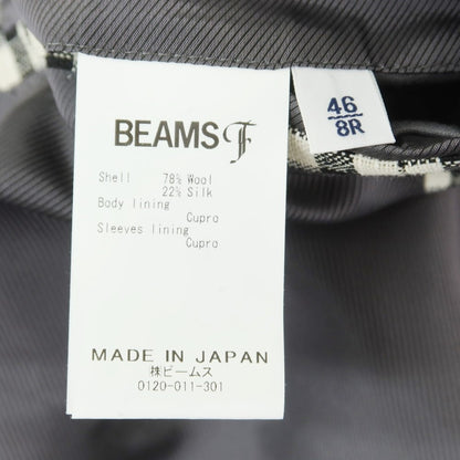 [Used] BEAMS F Linen Silk Check 3B Tailored Jacket Black x White [46] [Condition Rank B] ​​[Men&