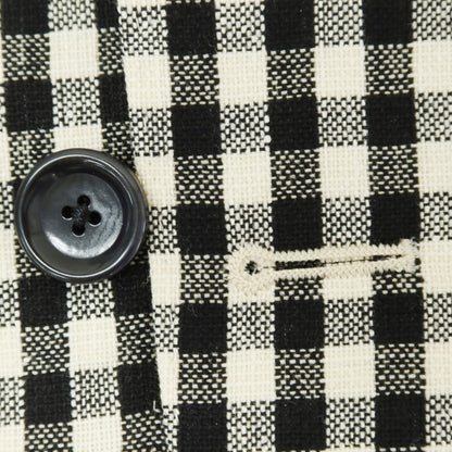 [Used] BEAMS F Linen Silk Check 3B Tailored Jacket Black x White [46] [Condition Rank B] ​​[Men&