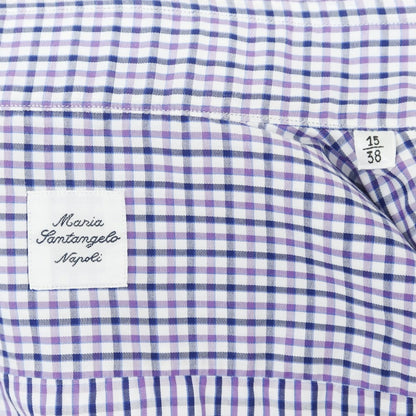 [Used] Maria Santangelo Broad Cotton Check Dress Shirt White x Purple x Navy [38] [Condition Rank A] [Men&