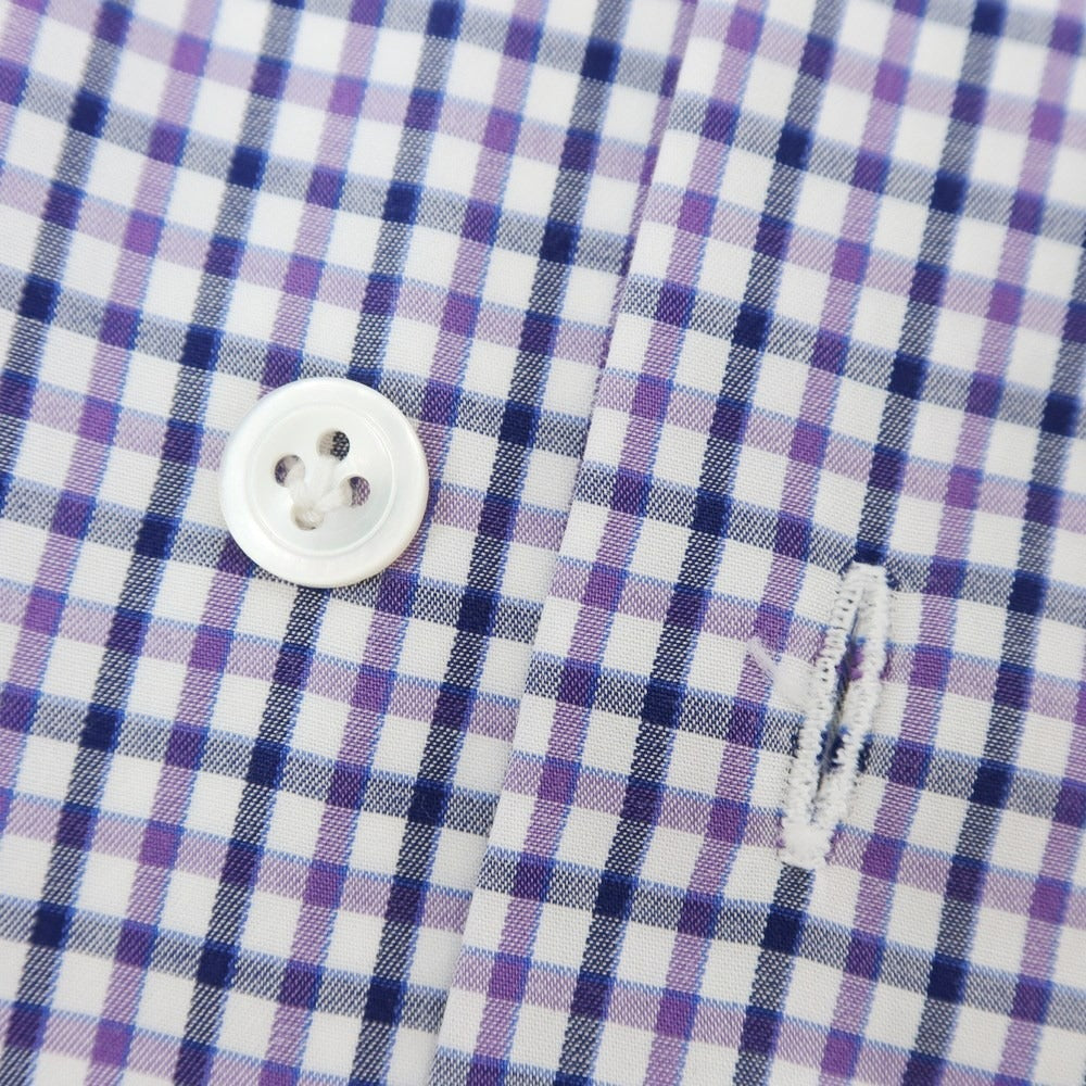 [Used] Maria Santangelo Broad Cotton Check Dress Shirt White x Purple x Navy [38] [Condition Rank A] [Men&