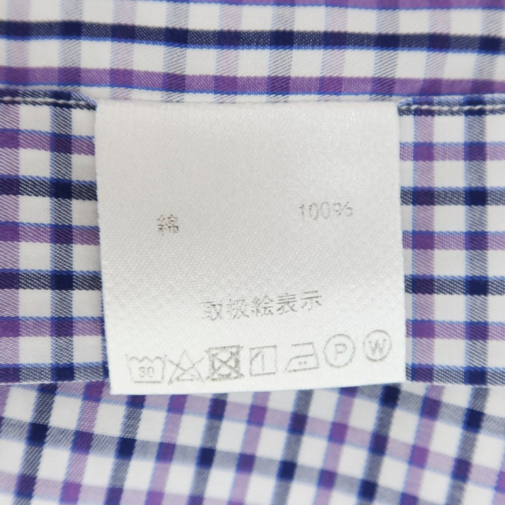 [Used] Maria Santangelo Broad Cotton Check Dress Shirt White x Purple x Navy [38] [Condition Rank A] [Men&