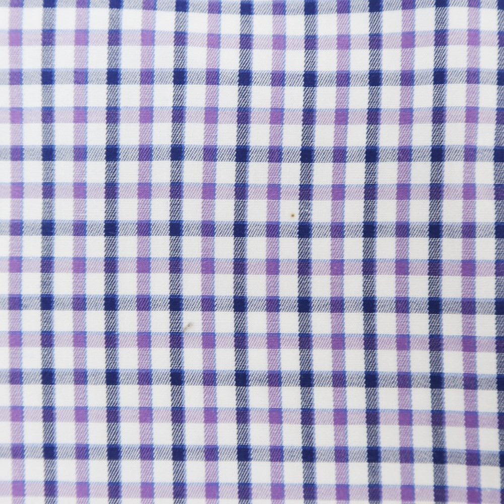 [Used] Maria Santangelo Broad Cotton Check Dress Shirt White x Purple x Navy [38] [Condition Rank A] [Men&