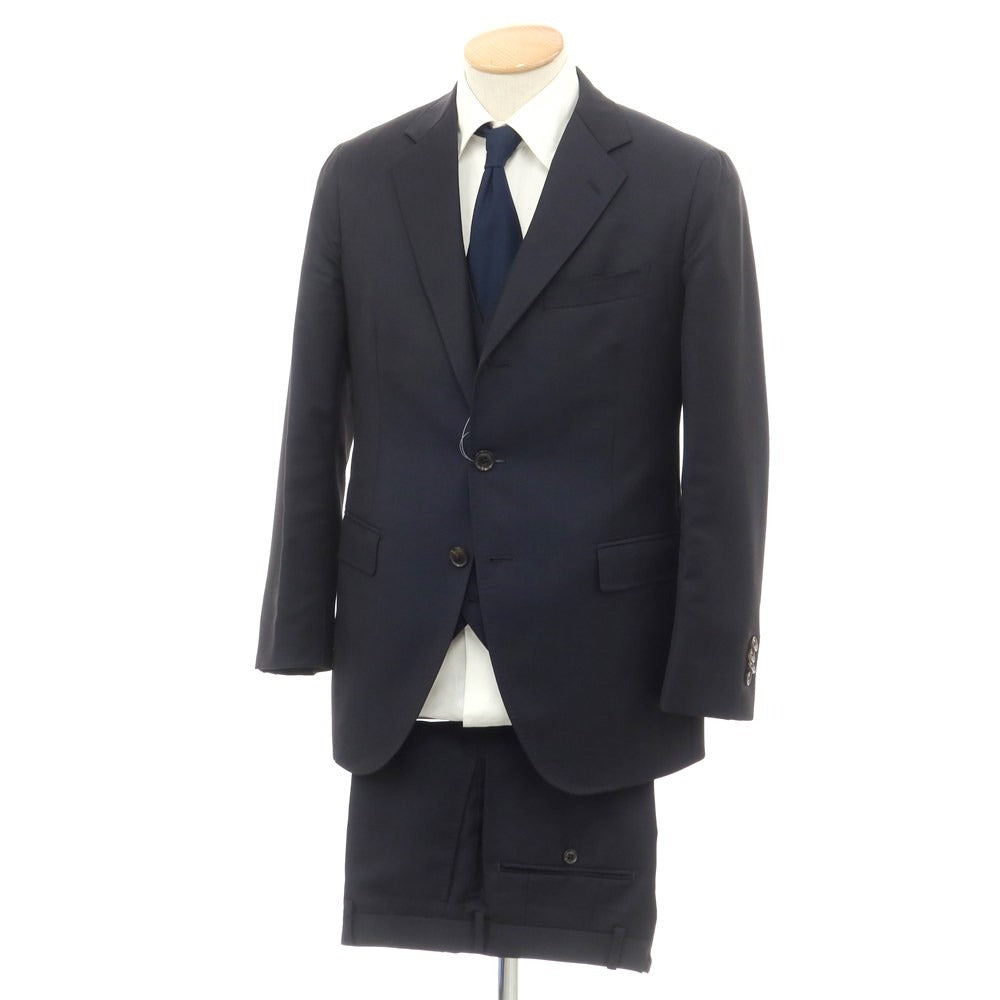 【中古】アザブテーラー azabu tailor ウールモヘヤ スリーピース セットアップ 3つボタンスーツ ネイビー【サイズ44/48/79】【NVY】【S/S】【状態ランクC】【メンズ】【759181】